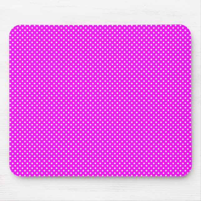 Mousepad Padrão de rede magenta com branco (Frente)