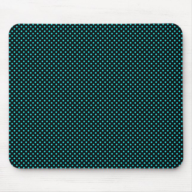 Mousepad Padrão de rede preto com azul ciano (Frente)