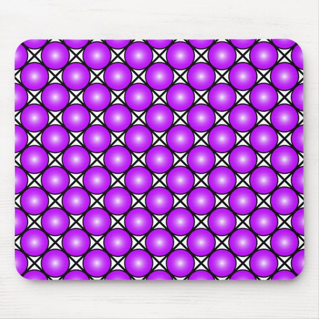 Mousepad Padrão de rede preto e branco com pontos rosa mage (Frente)