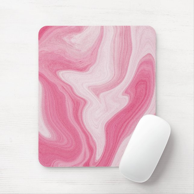 Mousepad Padrão de Redemoinho de Mármore Rosa – Abstrato Es (Com mouse)