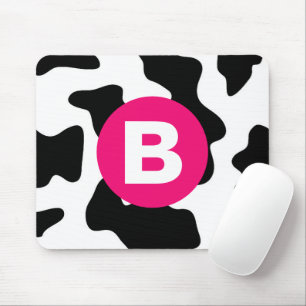 Mousepad Padrão de Remendo de Vaca Excêntrico Monograma Ros