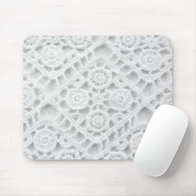 Mousepad Padrão de rendas crochet (Com mouse)