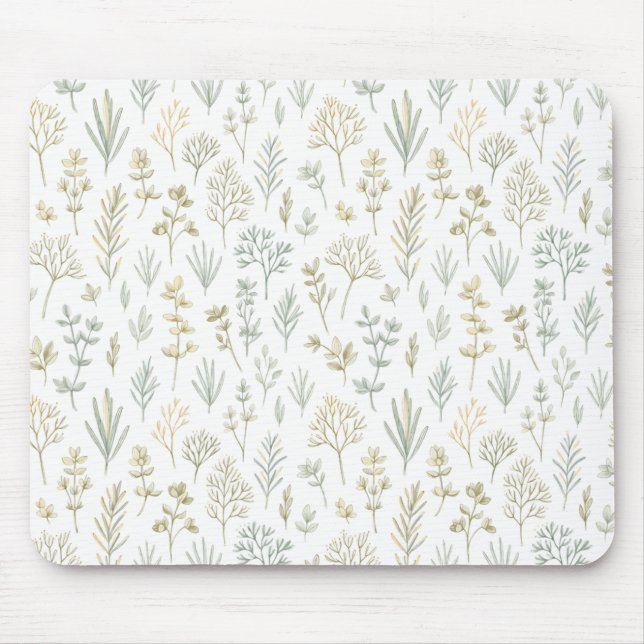 Mousepad Padrão de Repetição de Ramalhetes de Ervas Micro B (Frente)