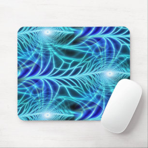Mousepad Padrão de Repetição Fractal Luminoso Azul Elétrico