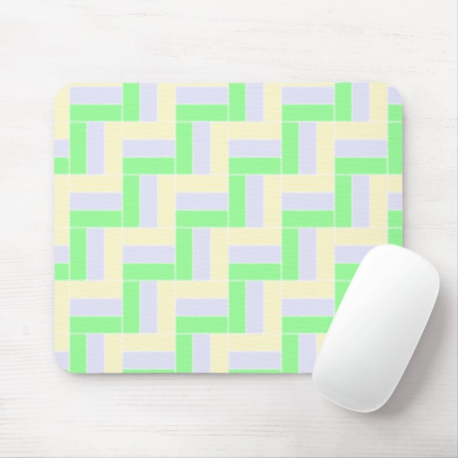 Mousepad Padrão de Retângulos Pastéis com Linhas Tracejadas (Com mouse)