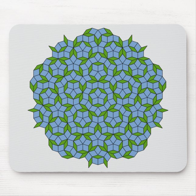Mousepad Padrão de Rhombus Penrose Verde e Azul (Frente)