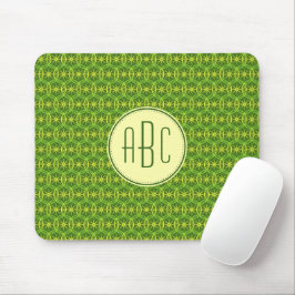 Mousepad Padrão de roda de bicicleta verde amarelo monogram