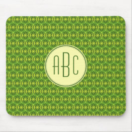 Mousepad Padrão de roda de bicicleta verde amarelo monogram