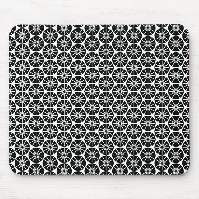 Mousepad Padrão de roda de estrela - Preto em branco (Frente)