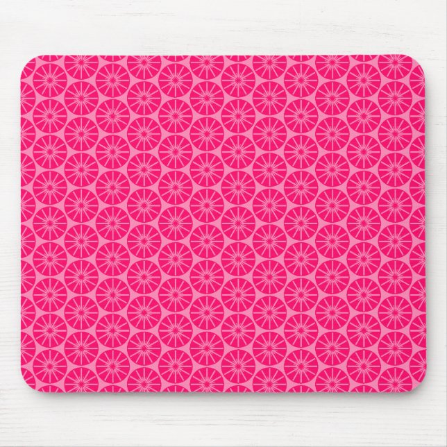Mousepad Padrão de roda de estrela - Vermelho neon a rosa F (Frente)