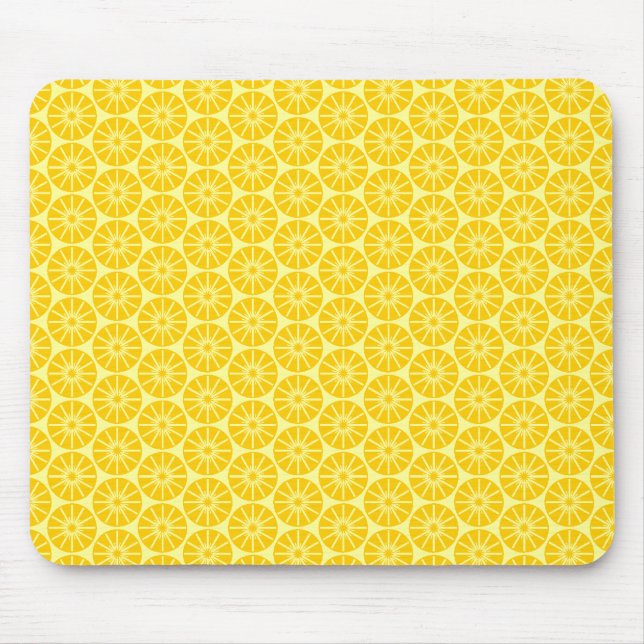 Mousepad Padrão de roda estelar - âmbar no amarelo pálido (Frente)