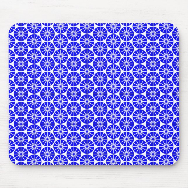 Mousepad Padrão de roda estelar - Azul em branco (Frente)