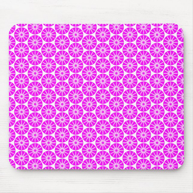 Mousepad Padrão de roda estelar - Magenta em branco (Frente)