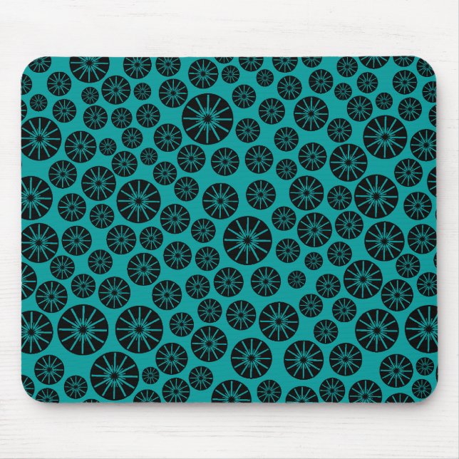 Mousepad Padrão de roda estelar - Preto em Aqua 009999 (Frente)