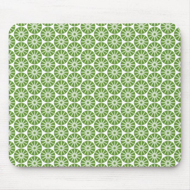 Mousepad Padrão de roda estelar - Verde em branco (Frente)