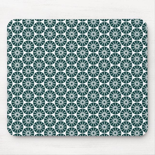 Mousepad Padrão de roda estelar - Verde escuro em branco (Frente)