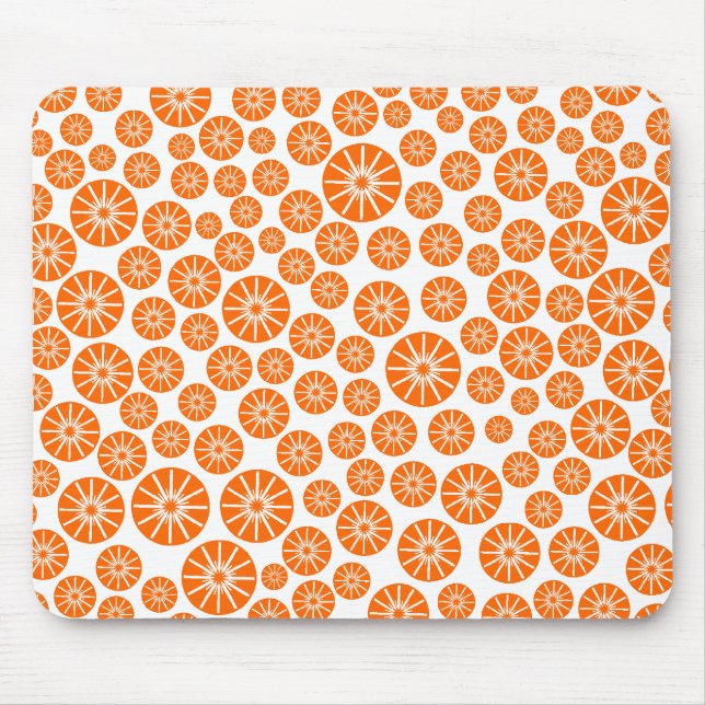 Mousepad Padrão de Roda Estrela - Laranja no Branco (Frente)