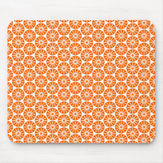 Mousepad Padrão de Roda Estrela - Laranja no Branco (Frente)