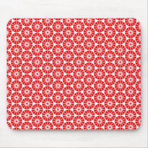 Mousepad Padrão de Roda Estrela - Vermelho em Branco