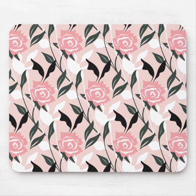 Mousepad Padrão de rosa cor-de-rosa (Frente)