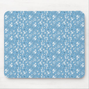Mousepad Padrão de rosa em azul claro