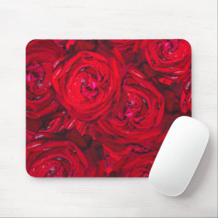 Mousepad Padrão de rosas vermelhas profundas