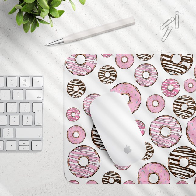 Mousepad Padrão De Rosquinhas, Rosquinhas Rosa, Rosquinhas  (Criador carregado)