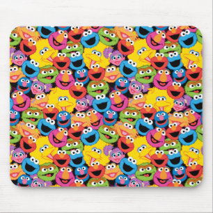 Mousepad Padrão de Rostos de Personagens da Rua Sésamo