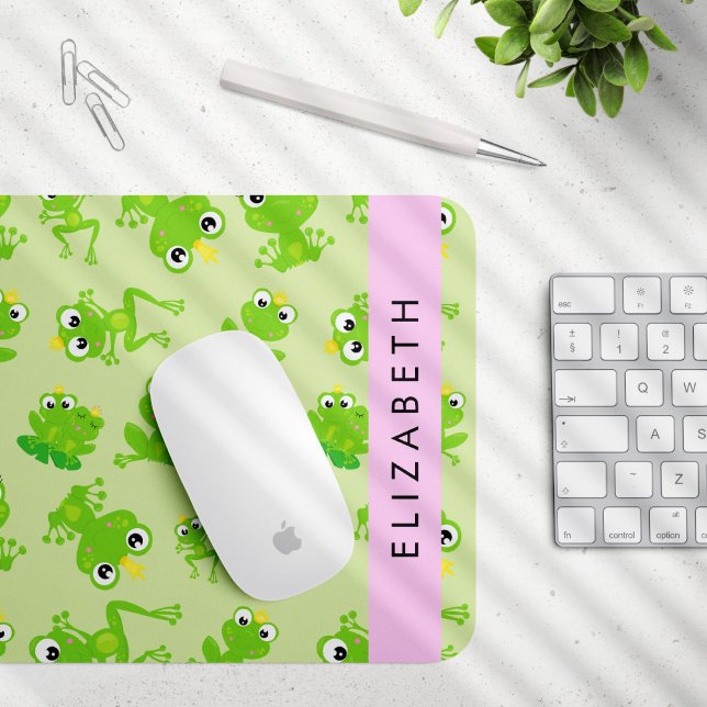 Mousepad Padrão de sapo, Sapos Verdes, Príncipe Sapo, Seu N (Criador carregado)