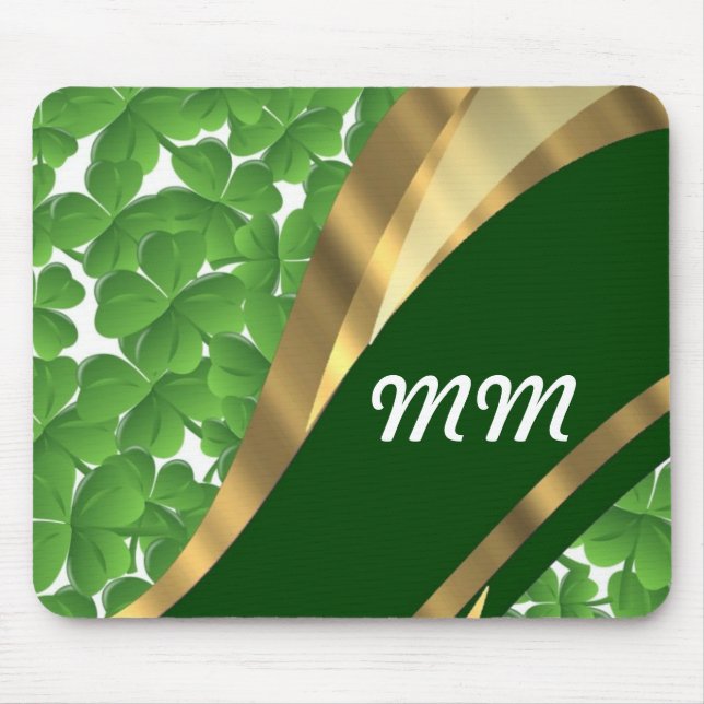 Mousepad Padrão de shamrock verde (Frente)