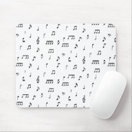 Mousepad Padrão de Símbolo de Notas Musicais Pretas e Branc