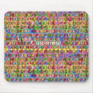 Mousepad padrão de símbolos de paz multicoloridos