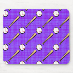 Mousepad Padrão de Softball branco e roxo