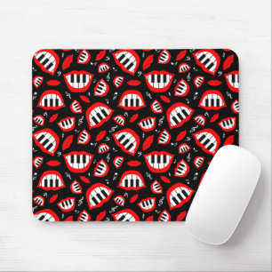 Mousepad Padrão de sorriso de piano em fundo preto