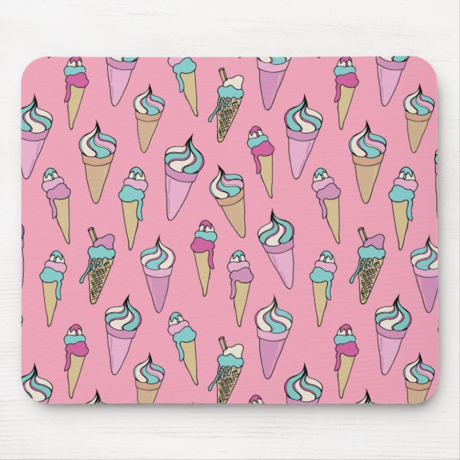 Mousepad Padrão de sorvete rosa-claro (Frente)