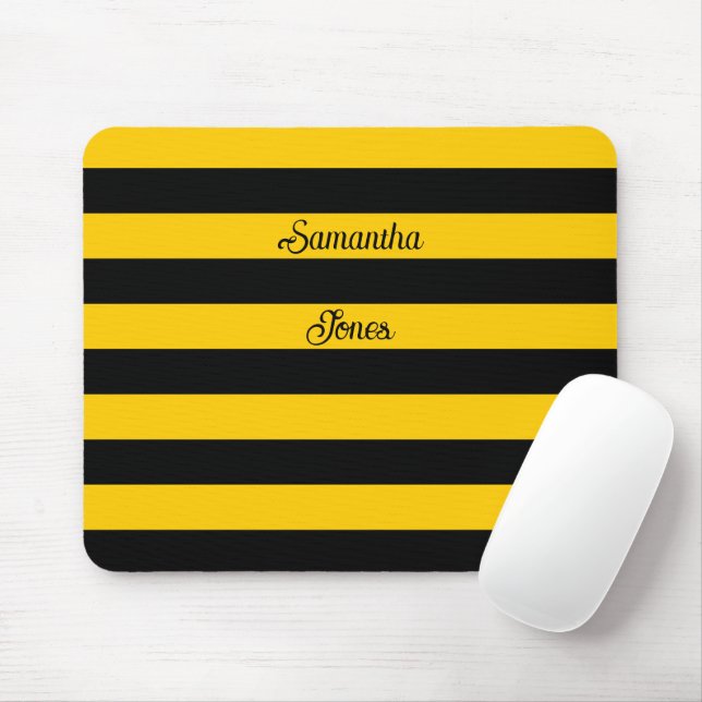 Mousepad Padrão de stripes de abelha clássica engraçada (Com mouse)