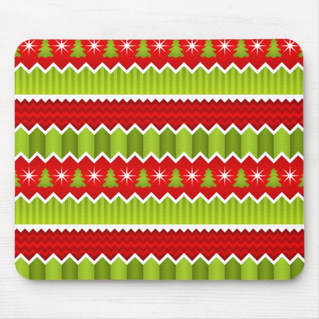 Mousepad Padrão De Stripes De Chevron Vermelho E Verde De N (Frente)