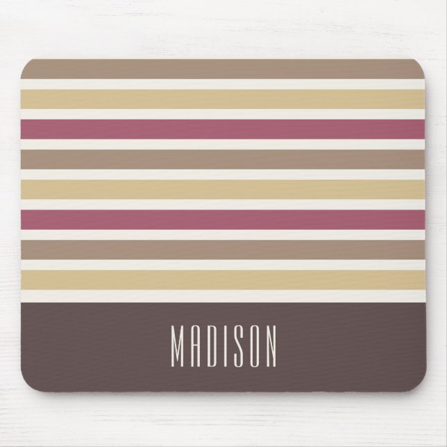 Mousepad Padrão de Stripes Retroativas de Nome Personalizad (Frente)