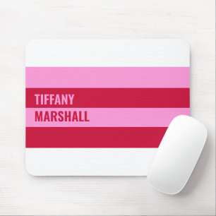 Mousepad Padrão de Stripes Rosa e Vermelho Personalizado