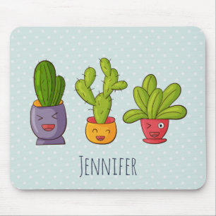 Mousepad Padrão de Suculentos Naturais de Cactus Bonitos