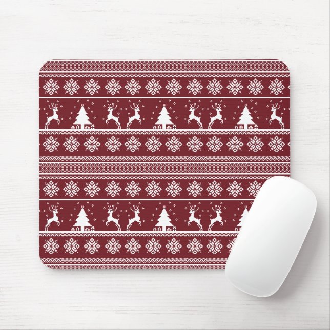 Mousepad Padrão de Suéter de Rena de Natal (Com mouse)