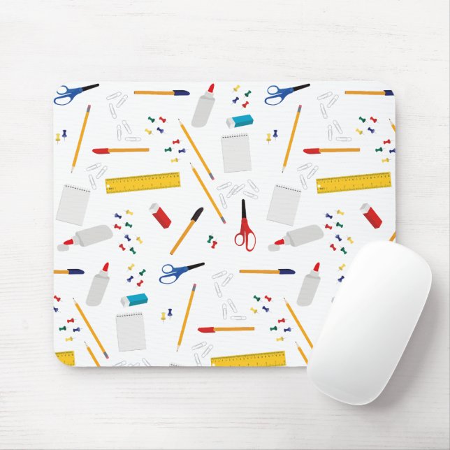 Mousepad Padrão de Suprimentos de Escritório e Artesanatos  (Com mouse)