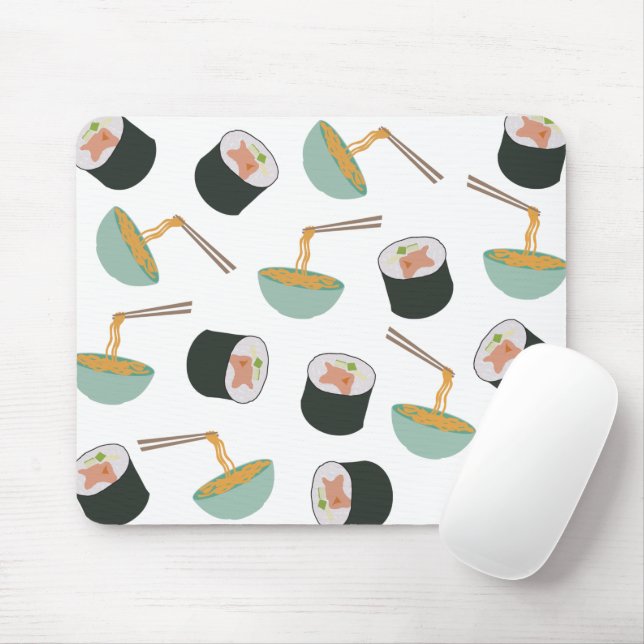 Mousepad Padrão de Sushi e Noodles (Com mouse)