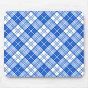 Mousepad Padrão de Tartan Branco Azul Escuro yxm0uat9 na di