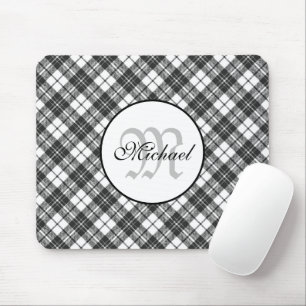 Mousepad Padrão de Tartan Gratuito Gratuito Monograma Branc