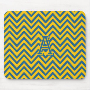 Mousepad Padrão de tendência moderna do Chevron Azul Amarel