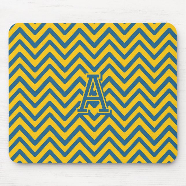 Mousepad Padrão de tendência moderna do Chevron Azul Amarel (Frente)