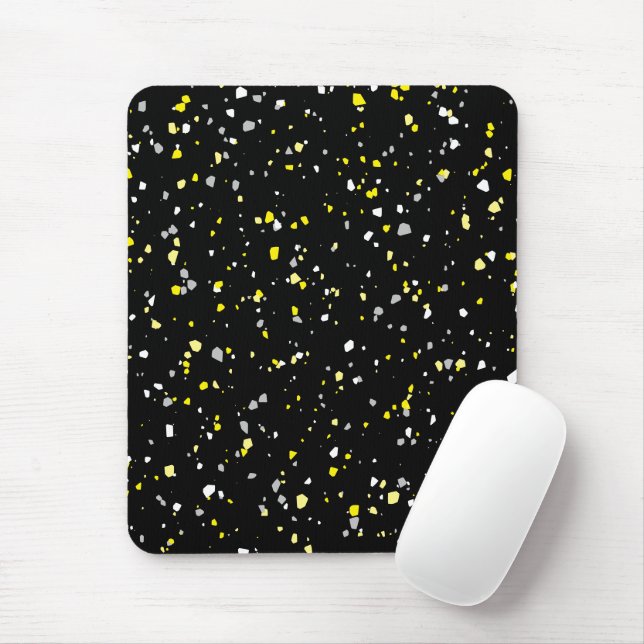 Mousepad Padrão de Terrazzo Amarelo Negro Moderno de Tendy (Com mouse)