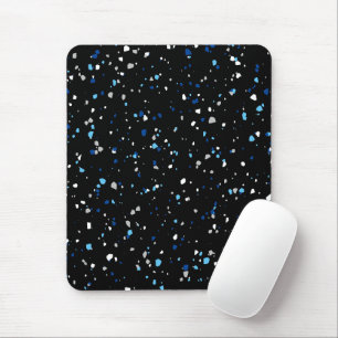 Mousepad Padrão de Terrazzo azul preto moderno em tendência