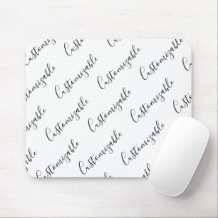 Mousepad Padrão de Texto de Script Moderno Editável   Preto